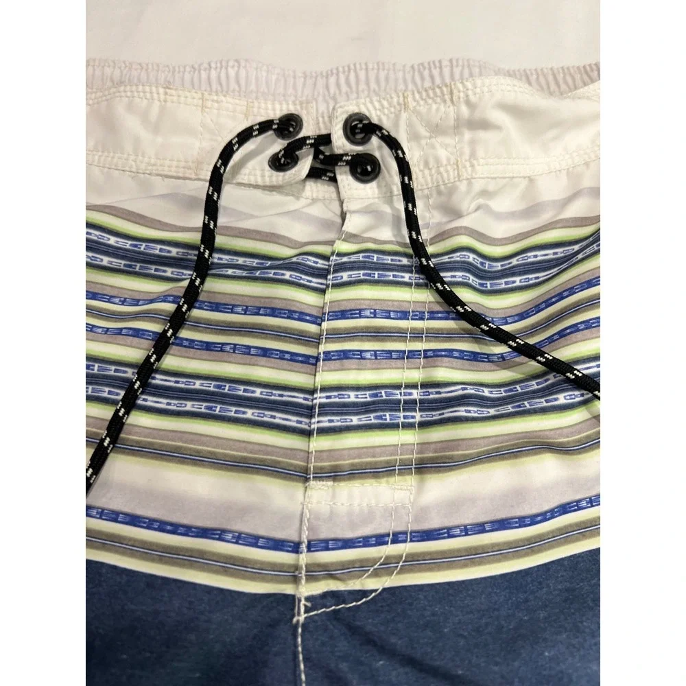 Tommy Bahama Board Shorts Mens Med Blue Striped Swim‎ Trunks Beachwear Relax D32